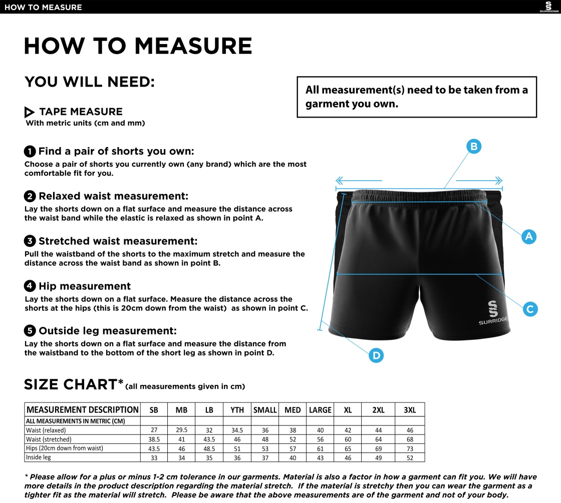 Team LJMU - Performance Gym Short : Navy - Size Guide