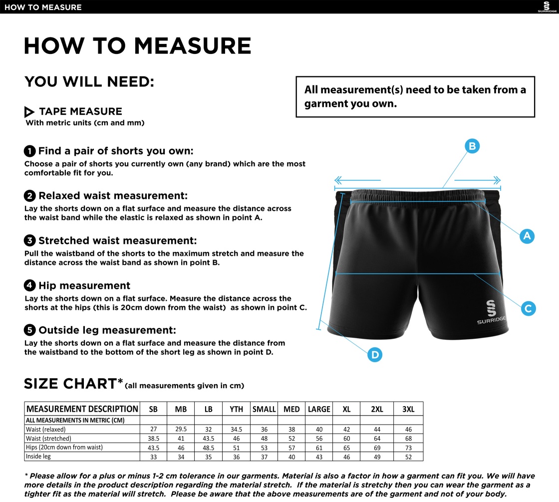 LJMU Sport & Exercise Science - Performance Gym Short : Navy - Size Guide