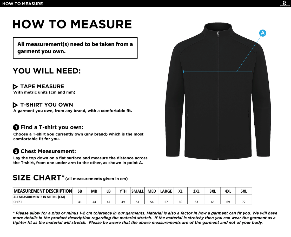 LJMU Sport & Exercise Science - ACTIVE PRESENTATION JACKET - Size Guide