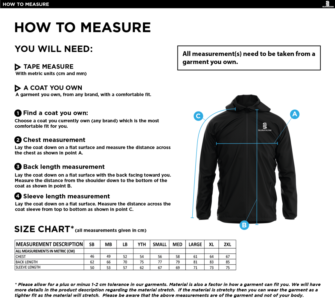 Team LJMU - Dual Elite 1/4 Zip Hoody / Rain Jacket - Unisex Fit - Size Guide