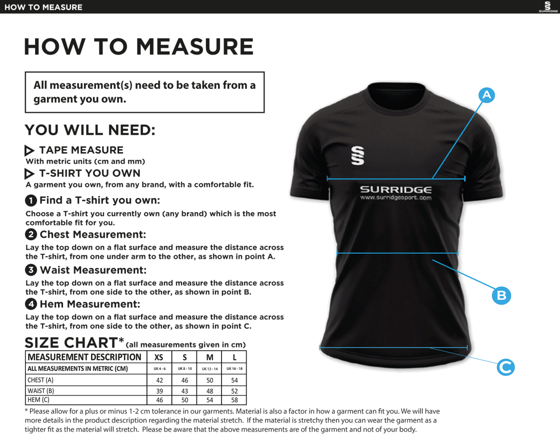 LJMU Sport & Exercise Science - Women's Dual Games Shirt : Navy - Size Guide
