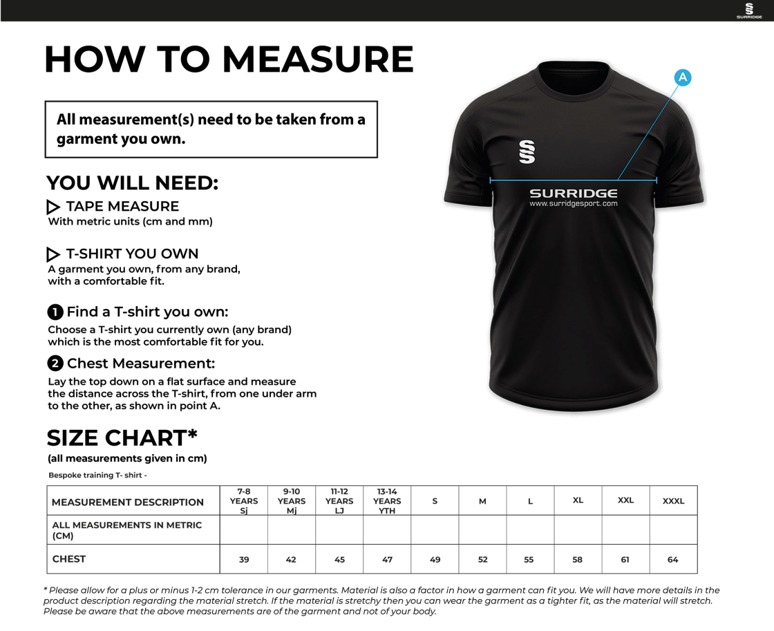 Team LJMU - Impact T-Shirt - Size Guide