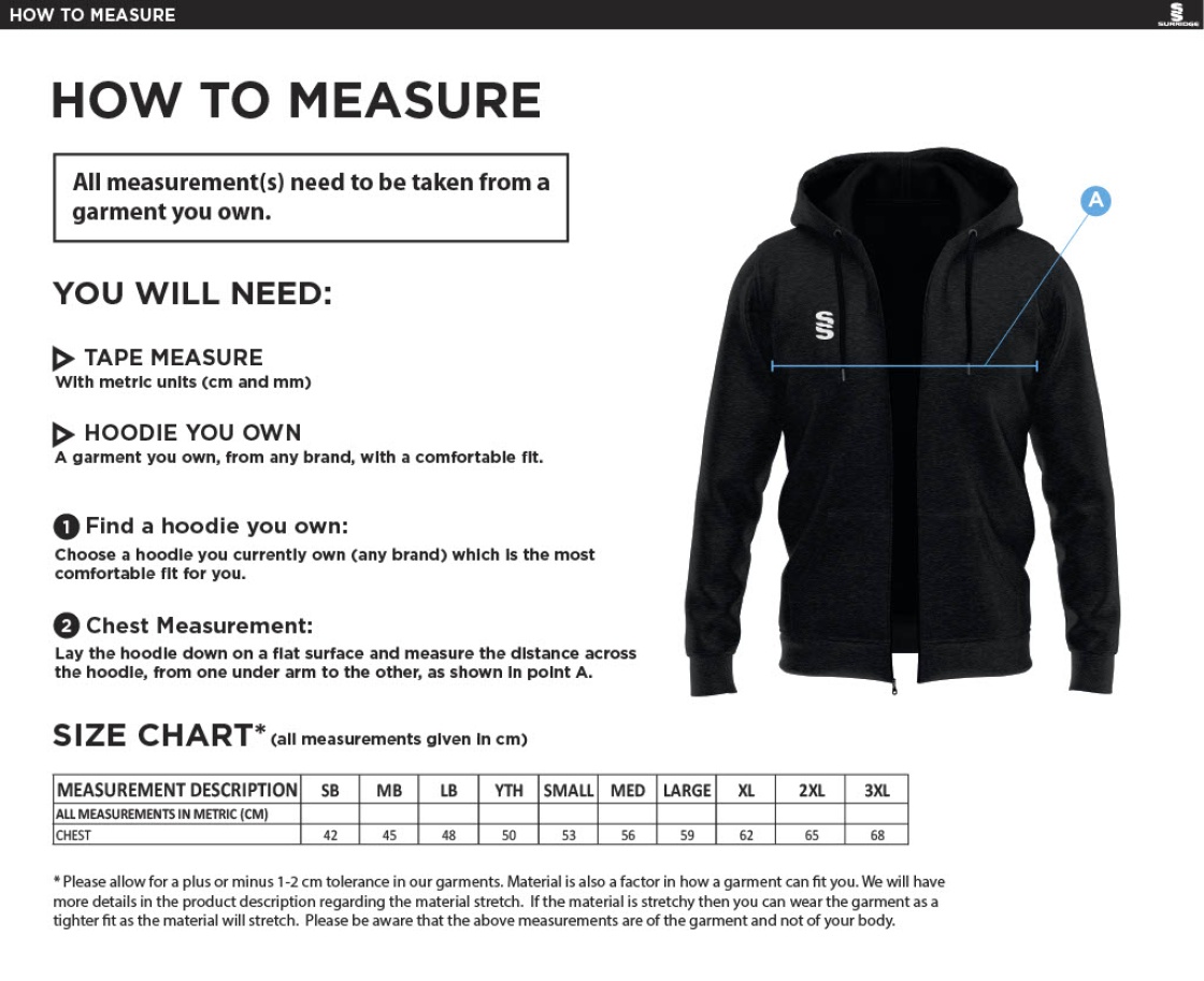 LJMU Sport & Exercise Science - Dual Full Zip Hoody : Navy - Size Guide