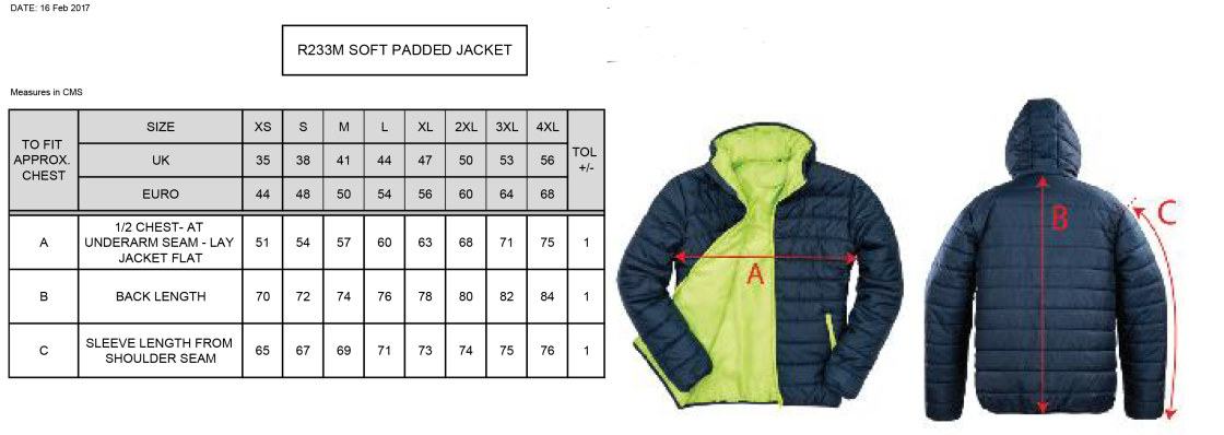 Team LJMU - Supersoft Jacket - Size Guide