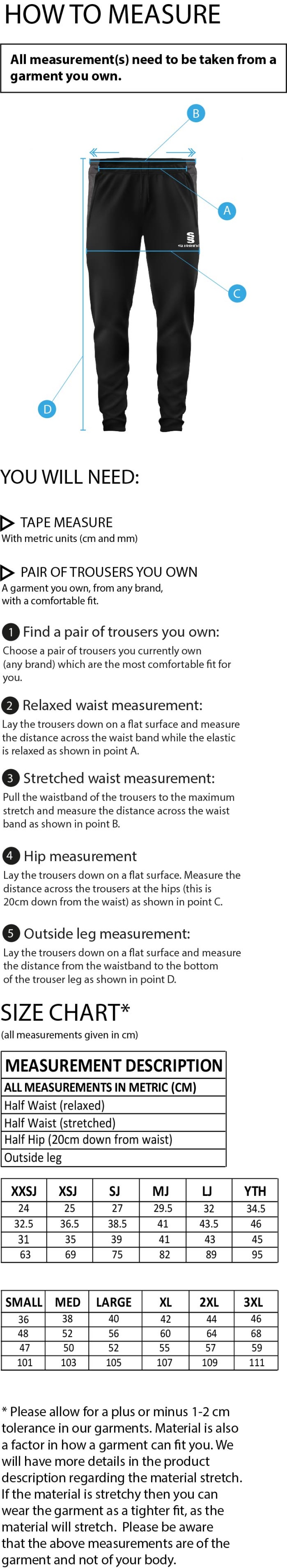 Team LJMU - Dual Skinny Pant : Navy - Size Guide