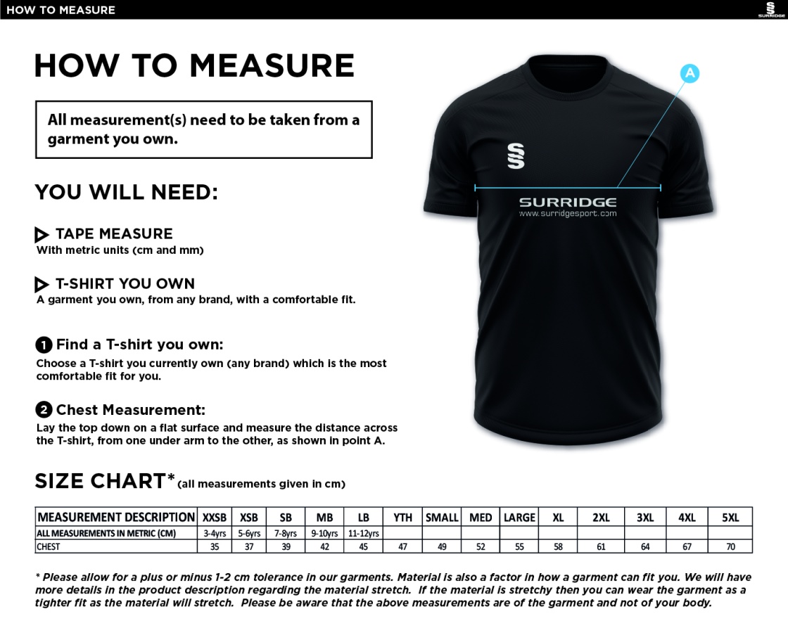LJMU Sport & Exercise Science - Dual Games Shirt : Navy - Size Guide