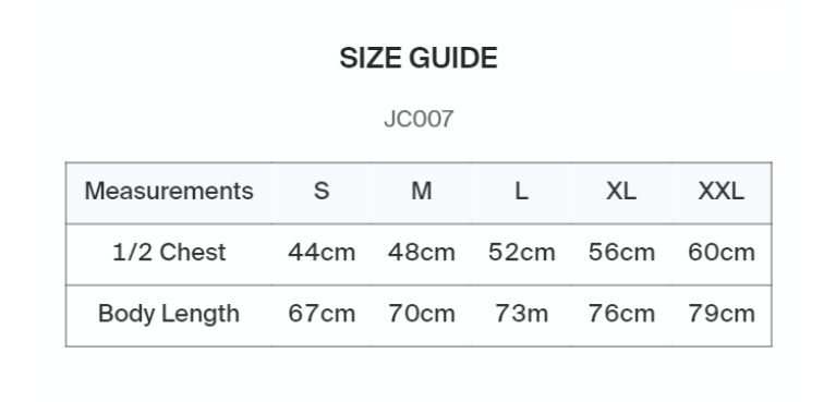 Team LJMU - Cool Vest - Men's Fit - Size Guide