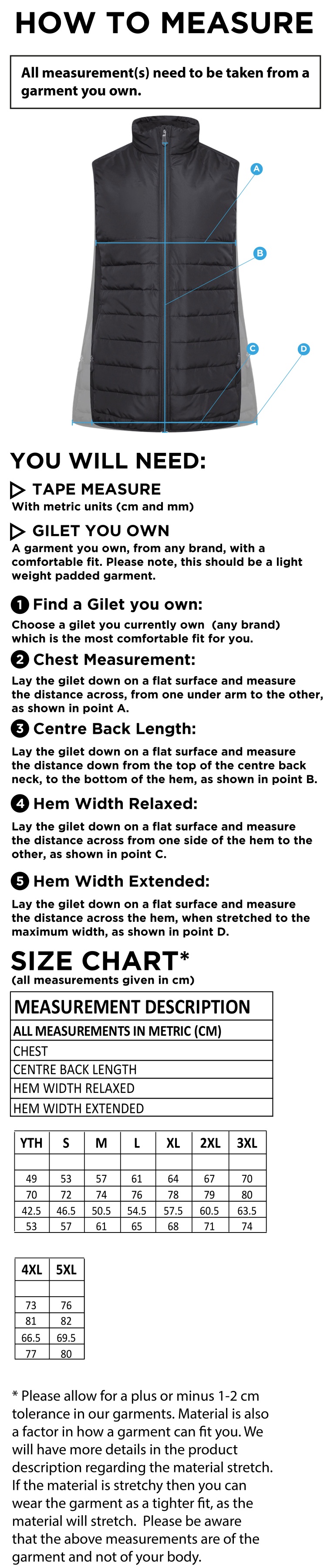 Team LJMU - ACTIVE GILET - NAVY - Size Guide