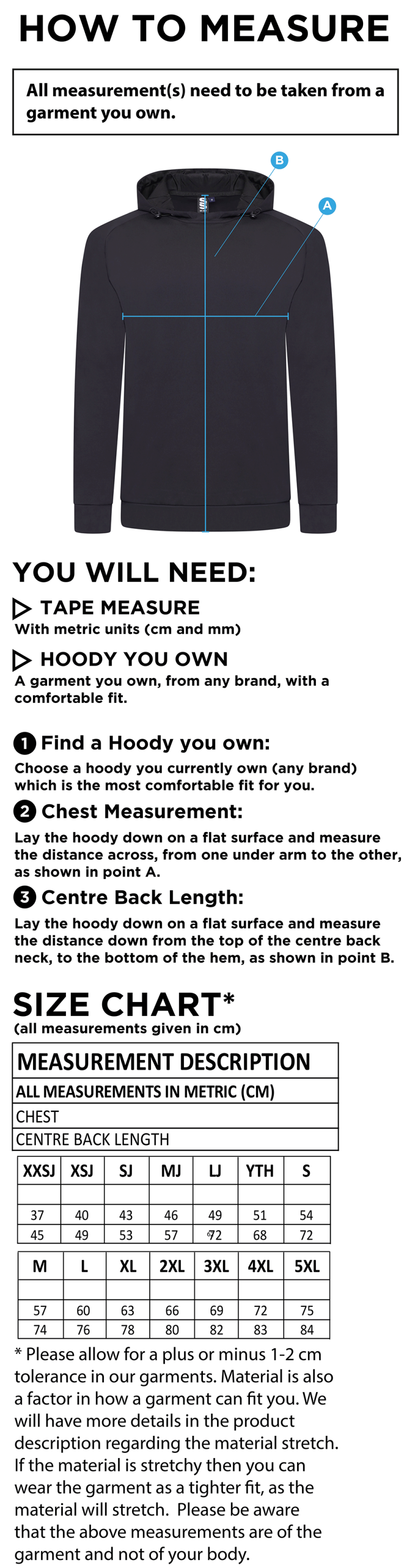 Team LJMU -  ACTIVE HOODY NAVY - Size Guide