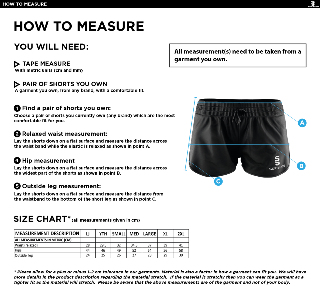 LJMU Sport & Exercise Science - Women's Dual Active Short : Navy - Size Guide