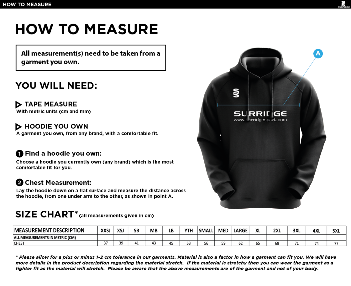 Team LJMU - Netball - Fuse Hoody : Navy / White - Size Guide