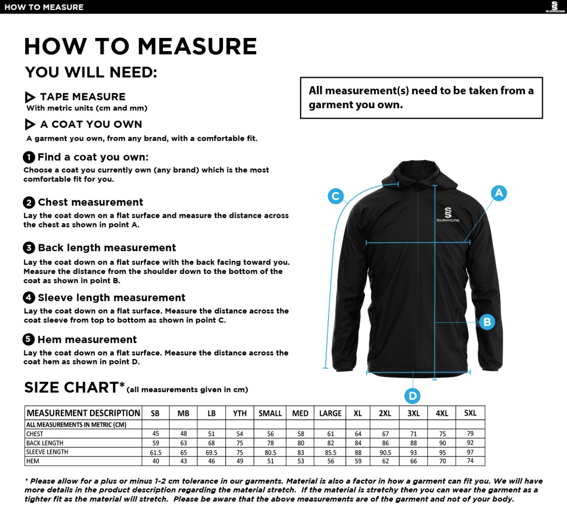 Team LJMU - Dual Full Zip Training Jacket : Navy - Size Guide