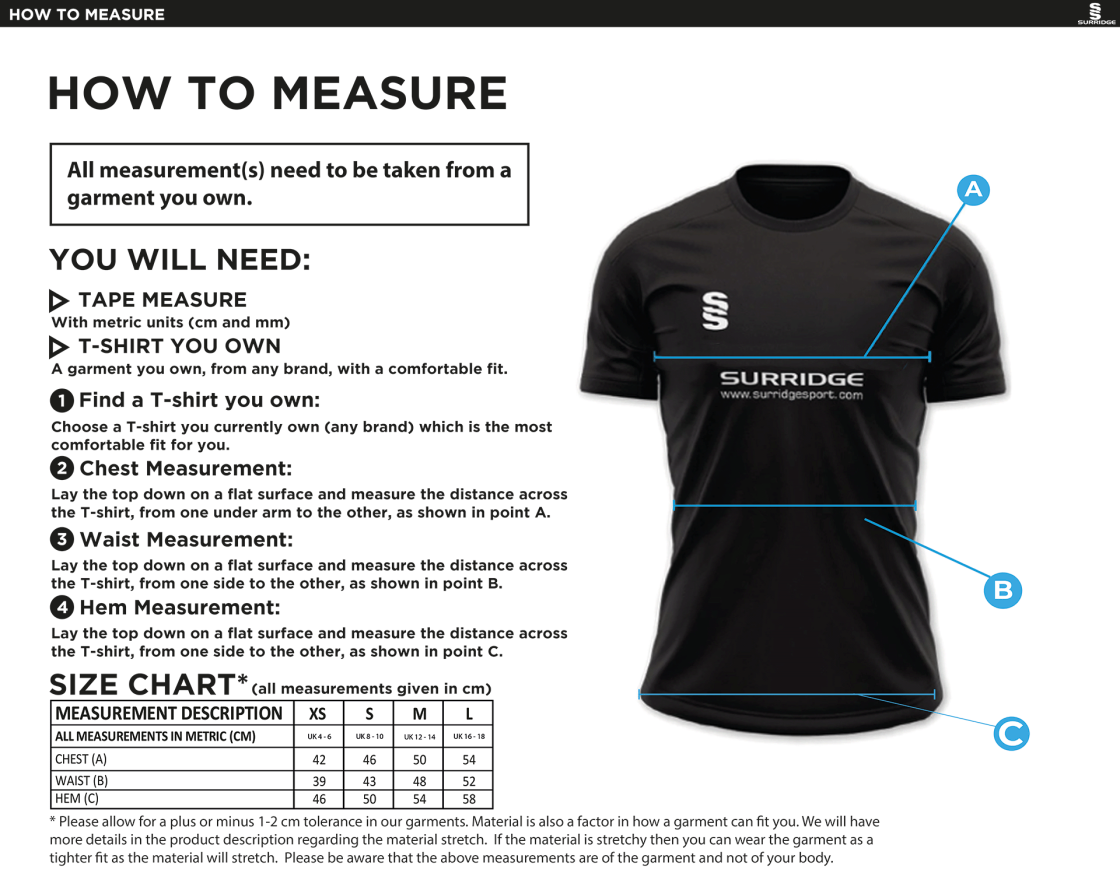 Team LJMU - Netball - Dual Games Shirt - Women's Fit - Size Guide