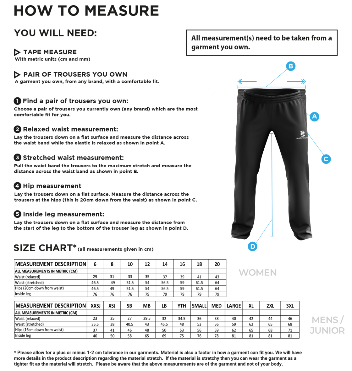 Team LJMU - Poplin Track Pant - Unisex Version : Navy - Size Guide