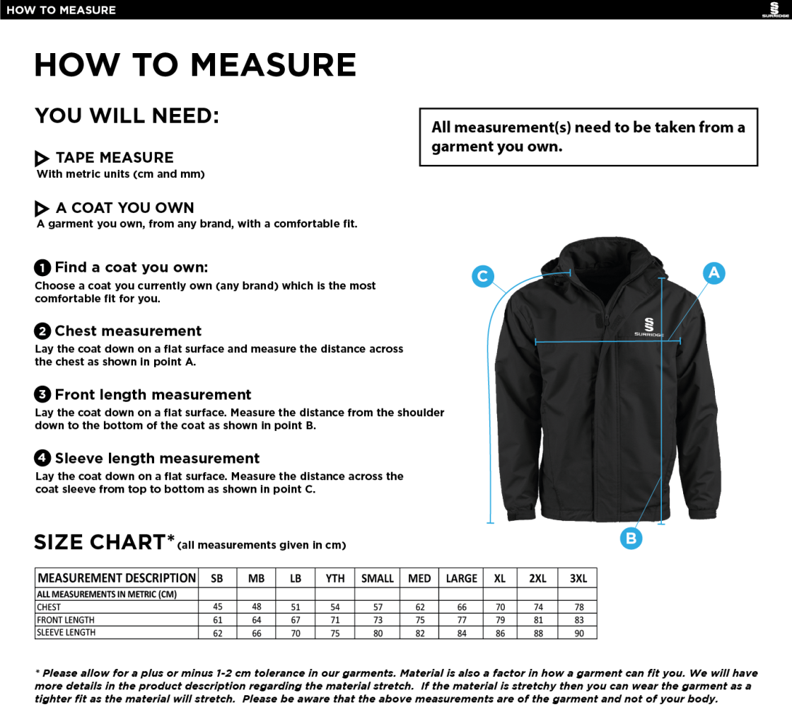 Team LJMU - Dual Fleece Lined Jacket : Navy - Size Guide