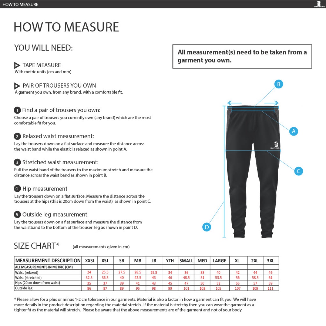 Team LJMU - Dual Skinny Pant : Navy - Size Guide