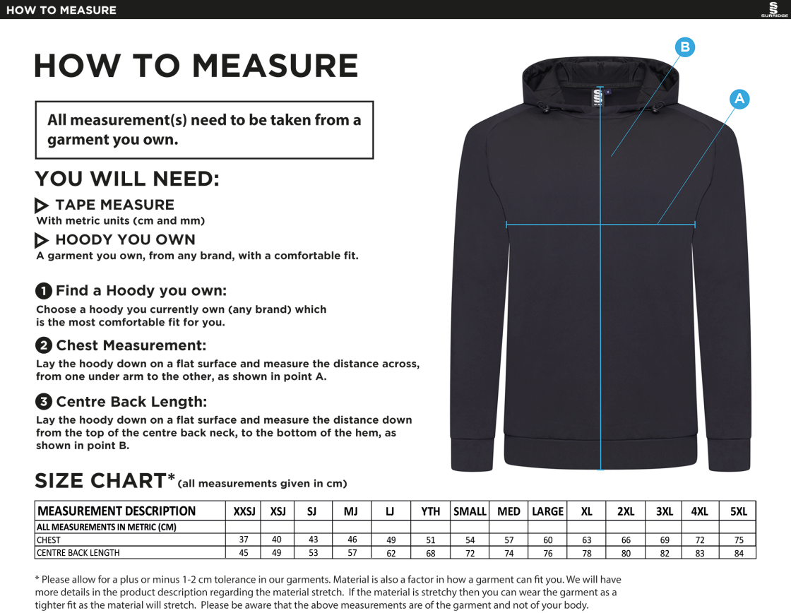 Team LJMU -  ACTIVE HOODY NAVY - Size Guide
